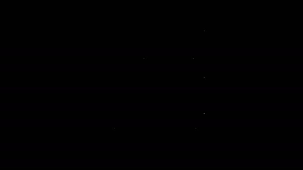Ikon Bedroom garis putih terisolasi pada latar belakang hitam. Pernikahan, cinta, simbol pernikahan. Ikon kreatif kamar tidur dari koleksi bulan madu. Animasi grafis gerak Video 4K — Stok Video