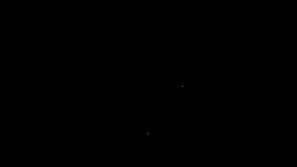 Піктограма годинника білої лінії ізольовано на чорному тлі. Символ часу. 4K Відео рух графічна анімація — стокове відео