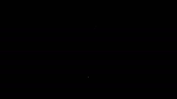 Weiße Linie Diamant Verlobungsring Symbol isoliert auf schwarzem Hintergrund. 4K Video Motion Grafik Animation — Stockvideo