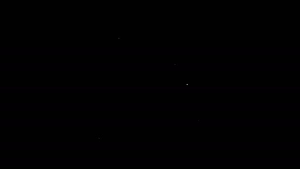 Bílá čára Ikona úmrtního listu izolovaná na černém pozadí. Grafická animace pohybu videa 4K — Stock video