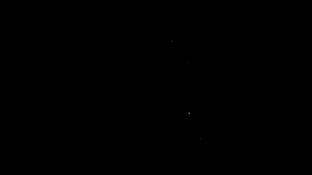 Fehér vonal Újság hirdetés megjelenítő gyászjelentések ikon elszigetelt fekete alapon. 4K Videó mozgás grafikus animáció — Stock videók