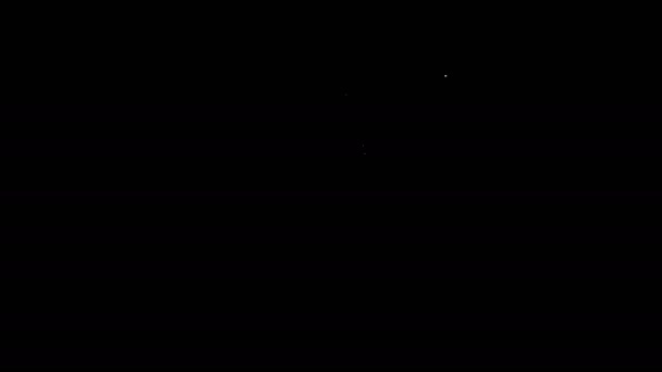Bílá čára Rakev v hrobě ikona izolované na černém pozadí. Pohřební obřad. Grafická animace pohybu videa 4K — Stock video
