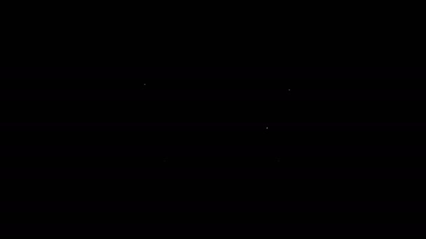 Белая линия Мертвое тело в морге значок изолирован на черном фоне. Видеографическая анимация 4K — стоковое видео