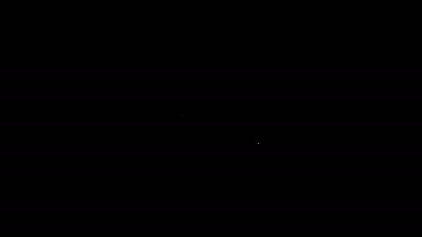 Witte lijn Hearse auto pictogram geïsoleerd op zwarte achtergrond. 4K Video motion grafische animatie — Stockvideo