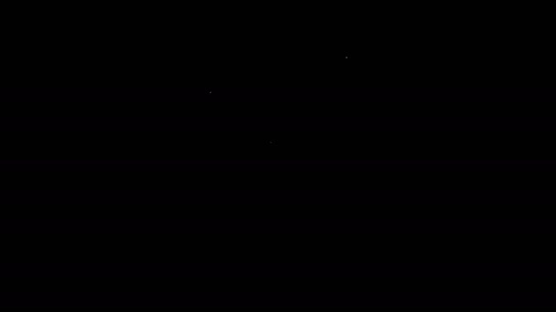 Beyaz çizgi Scythe simgesi siyah arkaplanda izole edildi. Mutlu Cadılar Bayramı Partisi. 4K Video hareketli grafik canlandırması — Stok video