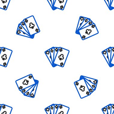 Çizgi Oynatma Kart simgesi beyaz arkaplanda izole edilmiş kusursuz desen. Kumarhane kumarı. Renkli taslak konsepti. Vektör.