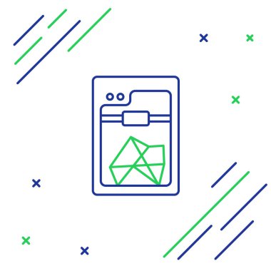 Satır 3D yazıcı simgesi beyaz arkaplanda izole edildi. Renkli taslak konsepti. Vektör.