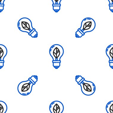 Yaprak simgesine sahip çizgi lambası beyaz arkaplanda izole edilmiş pürüzsüz desen. Çevre enerjisi kavramı. Alternatif enerji kavramı. Renkli taslak konsepti. Vektör.