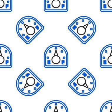 Line Motor gaz göstergesi simgesi beyaz arka planda izole edilmiş. Yakıt göstergesi boş. Tam depo göstergesi. Renkli taslak konsepti. Vektör.