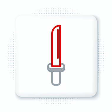 Geleneksel Japon katana simgesi beyaz arka planda izole edildi. Japon kılıcı. Renkli taslak konsepti. Vektör.