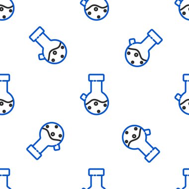 Çizgi Test tüpü ve matara kimyasal test ikonu beyaz arka planda izole edilmiş kusursuz desen. Laboratuvar cam levhası. Renkli taslak konsepti. Vektör.