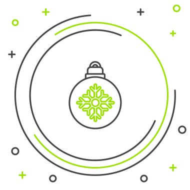 Beyaz arka planda izole edilmiş çizgi Noel topu ikonu. Mutlu Noeller ve mutlu yıllar. Renkli taslak konsepti. Vektör.