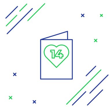 Beyaz arka planda kalp ikonu olan sevgililer günü broşürü. Kutlama için davetiye ya da tebrik kartı şablonu. Renkli taslak konsepti. Vektör.