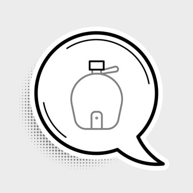 Çizgi Kantin su şişesi simgesi gri arkaplanda izole edildi. Turist matarası ikonu. Kampanyada bir kavanoz su kullanıldı. Renkli taslak konsepti. Vektör.