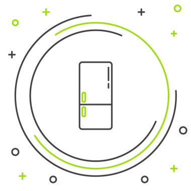 Buzdolabı simgesi beyaz arkaplanda izole edildi. Buzdolabı buzdolabı. Ev aletleri ve aletler. Renkli taslak konsepti. Vektör.