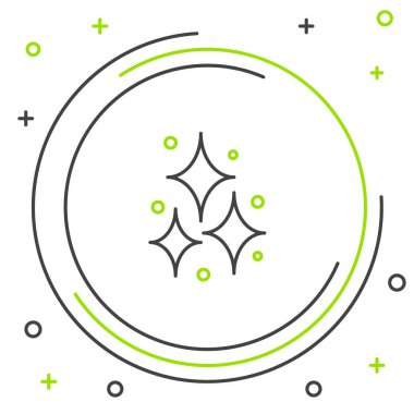 Firework çizgi simgesi beyaz arkaplanda izole edildi. Eğlence partisi anlayışı. Patlayıcı havai fişek sembolü. Renkli taslak konsepti. Vektör.