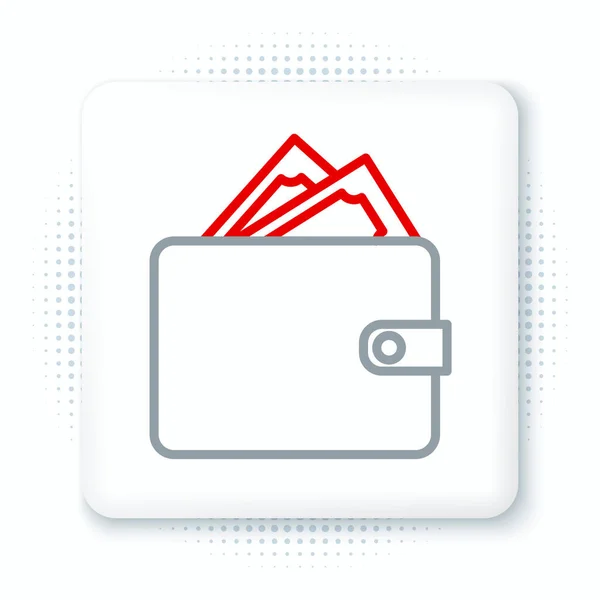 Line Wallet Stacks Paper Money Icon Isolated White Background Значок — стоковый вектор