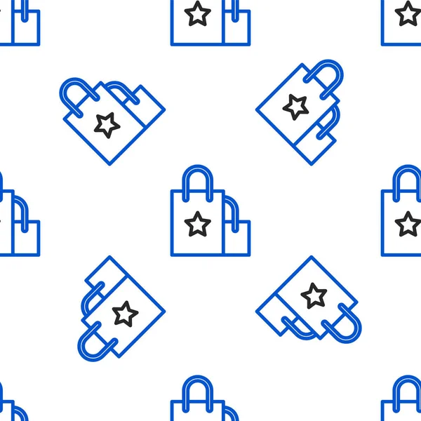 Çizgi kâğıt poşet ikonu beyaz arka planda izole edilmiş pürüzsüz desen. Paket işareti. Renkli taslak konsepti. Vektör.