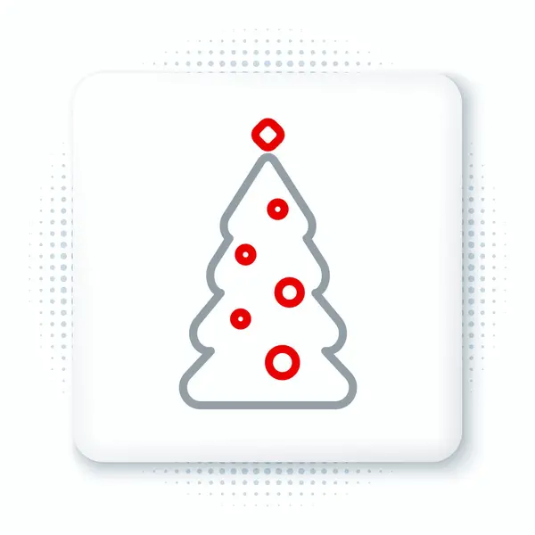 Γραμμή Χριστουγεννιάτικο Δέντρο Διακοσμήσεις Εικόνα Απομονώνονται Λευκό Φόντο Καλά Χριστούγεννα — Διανυσματικό Αρχείο