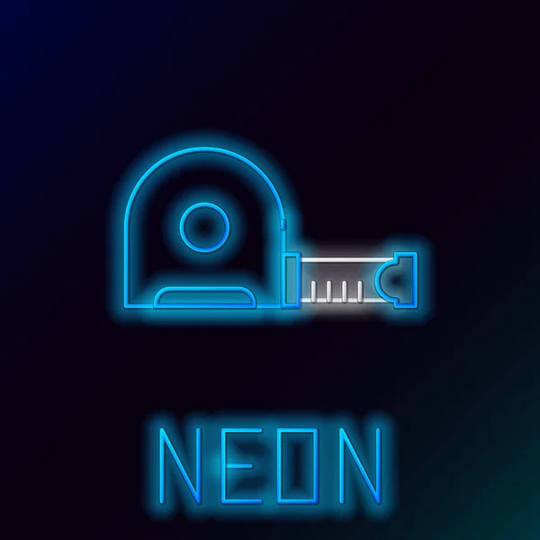 Leuchtendes Neon Line Roulette Bausymbol Isoliert Auf Schwarzem Hintergrund Maßband — Stockvektor