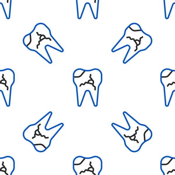 破歯のアイコンは 白い背景にシームレスなパターンを分離しました 歯の問題のアイコン 歯のケアのシンボル カラフルなアウトラインコンセプト ベクトル — ストックベクタ