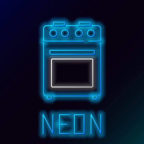 Glödande Neon Linje Ugn Ikon Isolerad Svart Bakgrund Gasolugnsskylt Färgstarkt — Stock vektor