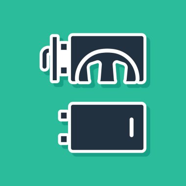 Yeşil arka planda mavi krematoryum simgesi izole edildi. Vektör.