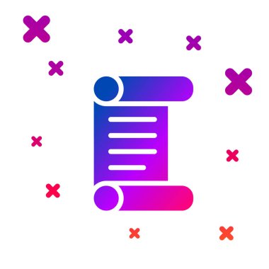 Renk Kararnamesi, kağıt, parşömen, kaydırma simgesi beyaz arkaplanda izole edildi. Kademeli rastgele dinamik şekiller. Vektör.