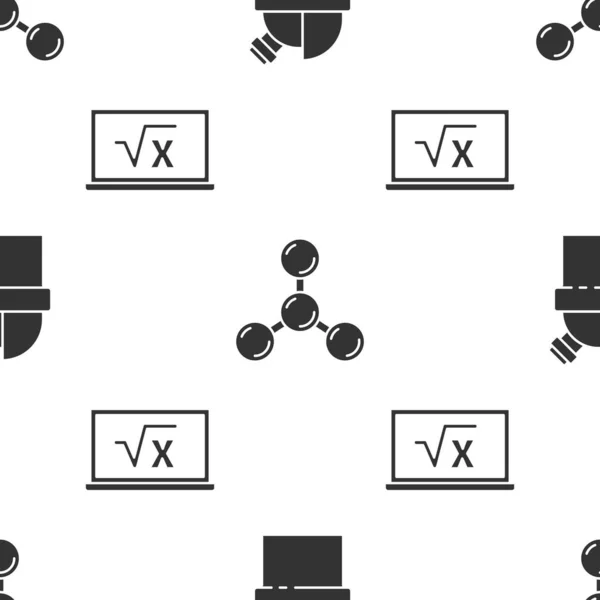 Állítsa Csillagászati Obszervatórium Molekula Négyzetgyöke Glyph Zökkenőmentes Minta Vektor — Stock Vector