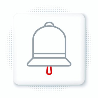 Satır zil simgesi beyaz arkaplanda izole edildi. Alarm sembolü, servis zili, el zili işareti, uyarı sembolü. Renkli taslak konsepti. Vektör.