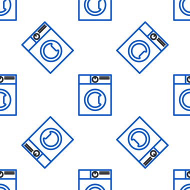 Çizgi yıkama simgesi beyaz arka planda kusursuz desen izole etti. Çamaşır makinesi simgesi. Çamaşır makinesi, çamaşır makinesi. Ev aletleri sembolü. Renkli taslak konsepti. Vektör.