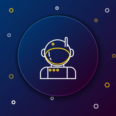 Çizgi Astronot simgesi mavi arkaplanda izole edildi. Renkli taslak konsepti. Vektör.