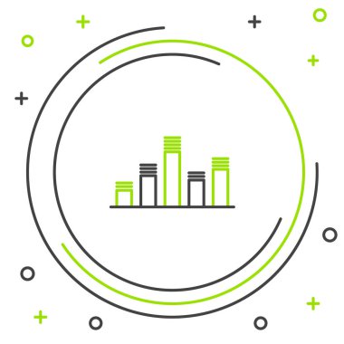 Çizgi Müzik eşitleyici simgesi beyaz arkaplanda izole edildi. Ses dalgası. Ses dijital dengeleyici teknolojisi, konsol paneli, nabız müzikali. Renkli taslak konsepti. Vektör.