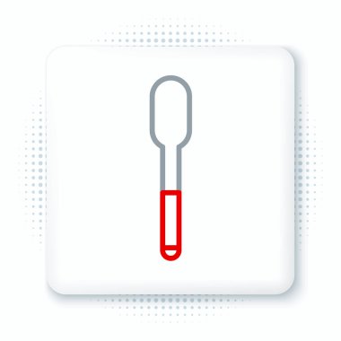 Beyaz arkaplanda çizgi kaşığı simgesi izole edildi. Mutfak aletleri. Çatal bıçak seti. Renkli taslak konsepti. Vektör.