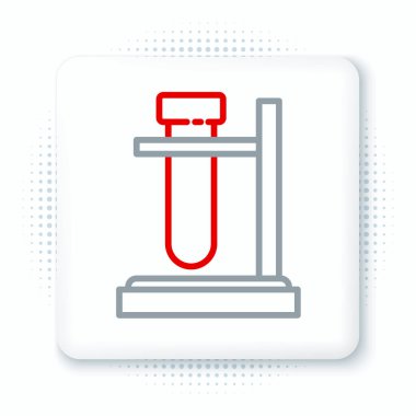 Çizgi Cam test tüpü beyaz arkaplanda izole edilmiş ikon üzerinde. Laboratuvar ekipmanları. Renkli taslak konsepti. Vektör.