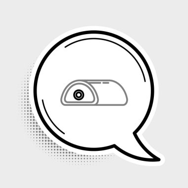 Gri arkaplanda çizgi et simgesi izole edildi. Renkli taslak konsepti. Vektör.