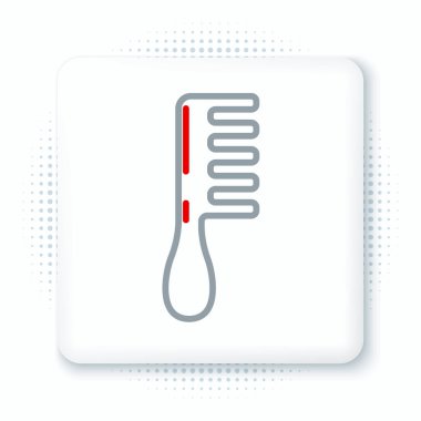 Beyaz arkaplanda çizgi saç fırçası simgesi izole edildi. Taraklı saç işareti. Berber sembolü. Renkli taslak konsepti. Vektör.