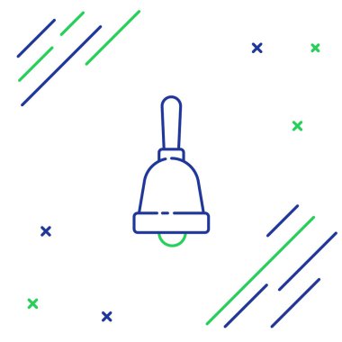 Satır zil simgesi beyaz arkaplanda izole edildi. Alarm sembolü, servis zili, el zili işareti, uyarı sembolü. Renkli taslak konsepti. Vektör.