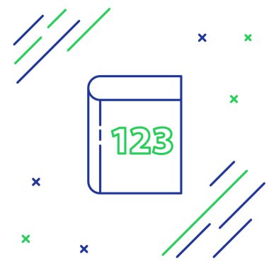 Beyaz arkaplanda izole edilmiş kelime matematik simgesine sahip satır kitabı. Matematik kitabı. Okula geri dönmekle ilgili eğitim konsepti. Renkli taslak konsepti. Vektör.