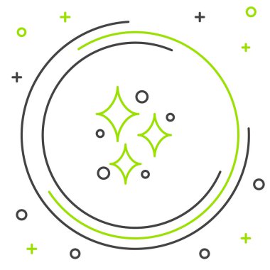 Beyaz arka planda izole edilmiş sihirli parçacık simgesine sahip çizgi parlayan yıldızlar. Sihirli noel süsü. Renkli taslak konsepti. Vektör.