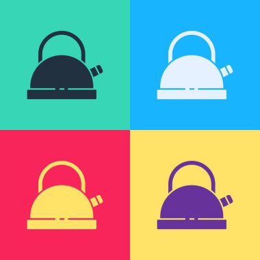 Kullanıcı simgesine sahip Pop Art Kettle renk arkaplanında izole edildi. Çaydanlık ikonu. Vektör.