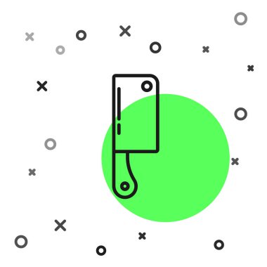 Siyah çizgi Et Helikopteri simgesi beyaz arkaplanda izole edildi. Et için mutfak bıçağı. Kasap bıçağı. Mutlu Cadılar Bayramı Partisi. Vektör.