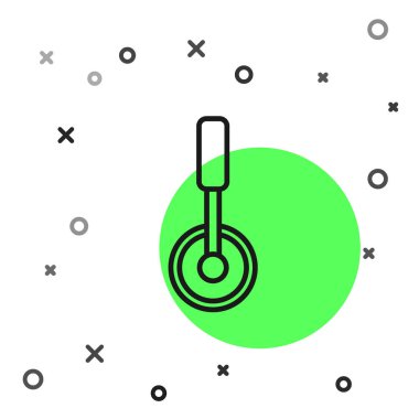 Siyah çizgi pizza bıçağı ikonu beyaz arka planda izole edilmiş. Pizza kesme tabelası. Çelik mutfak gereçleri. Vektör.