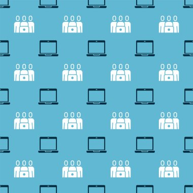 Laptop ve Çevrimiçi sınıfı sorunsuz bir şablona ayarla. Vektör.