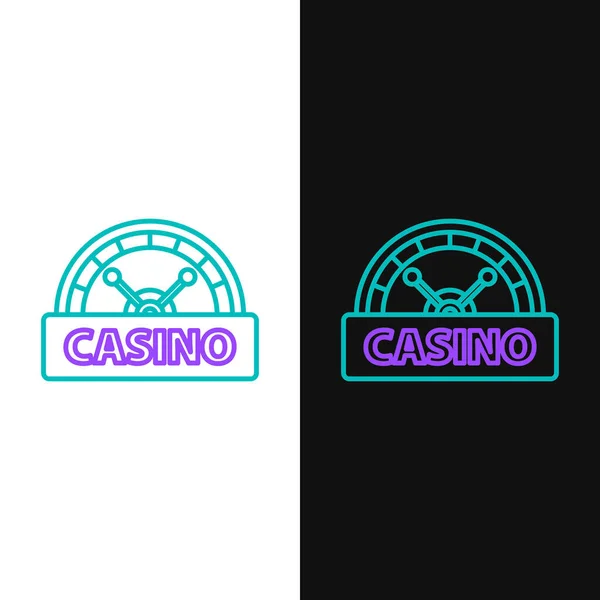 Line Casino Signboard Pictogram Geïsoleerd Witte Zwarte Achtergrond Kleurrijk Concept — Stockvector