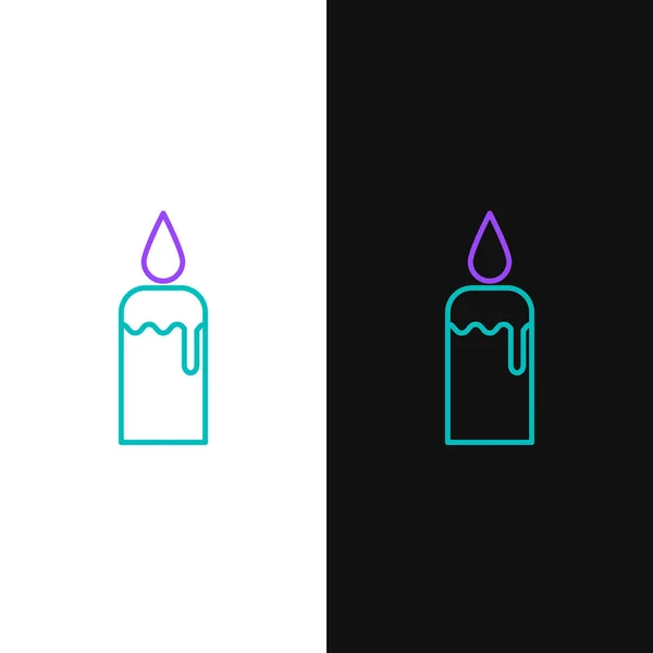 Línea Vela Ardiente Icono Del Candelero Aislada Sobre Fondo Blanco — Vector de stock