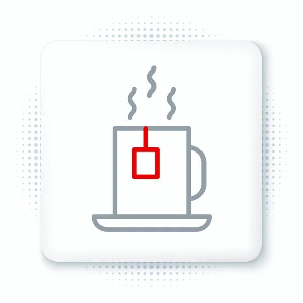 Line Tasse Tee Mit Teebeutel Symbol Isoliert Auf Weißem Hintergrund — Stockvektor