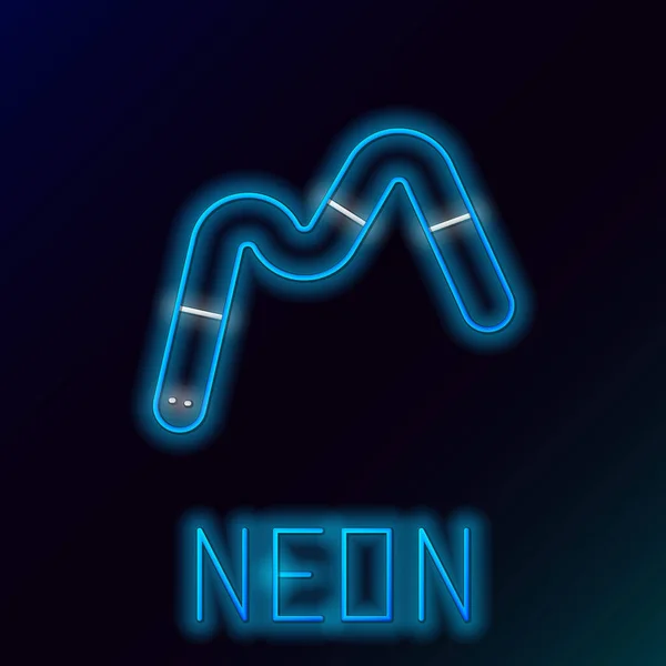 Gloeiende Neon Lijn Jelly Wormen Snoep Pictogram Geïsoleerd Zwarte Achtergrond — Stockvector