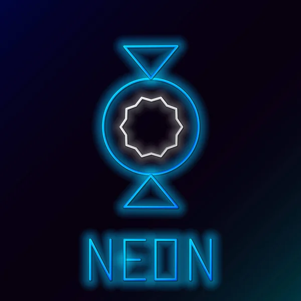 Gloeiende Neon Lijn Candy Icoon Geïsoleerd Zwarte Achtergrond Kleurrijk Concept — Stockvector