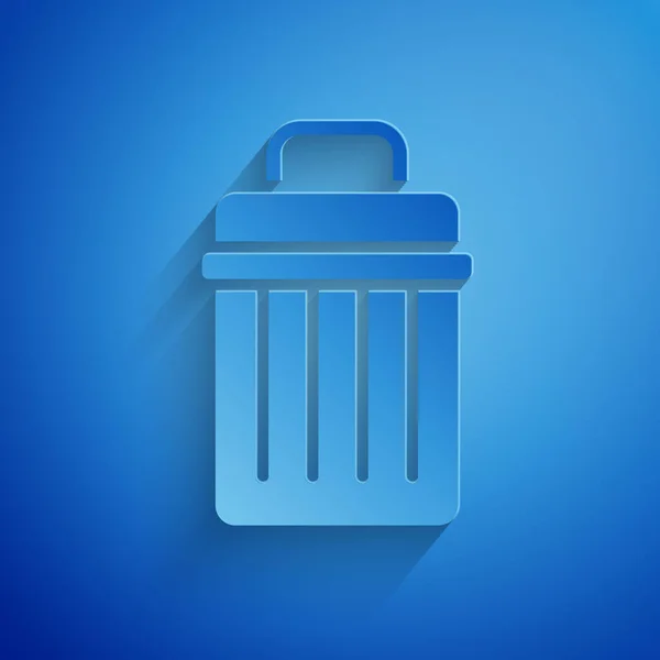 Papierkorb Symbol Isoliert Auf Blauem Hintergrund Mülleimer Schild Papierkorb Symbol — Stockvektor
